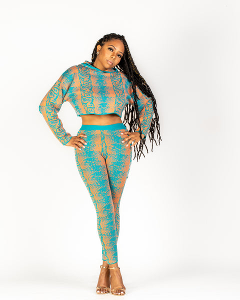 Queen Cobra Turquoise Jogger set