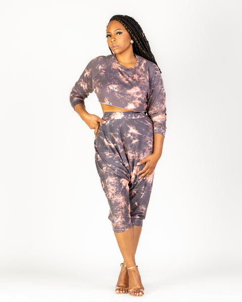 One Stormy night tie dye harem pant set